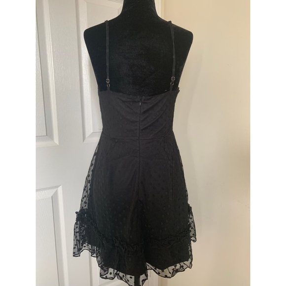 Black Dot Ruffle Hem Overlay Dress - Picture 8 of 8